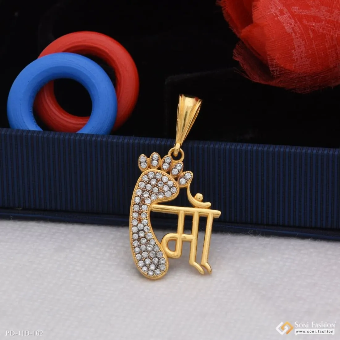 1 Gram Gold Forming Maa with Diamond Glamorous Design Pendant for Men - Style B102