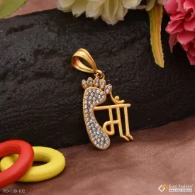 1 Gram Gold Forming Maa with Diamond Glamorous Design Pendant for Men - Style B102