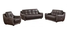 108" Elegant Brown Leather Sofa Set By Homeroots