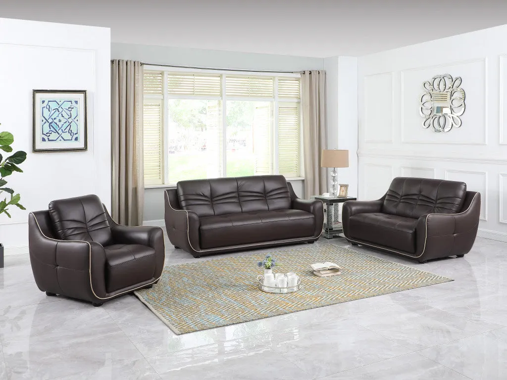 108" Elegant Brown Leather Sofa Set By Homeroots