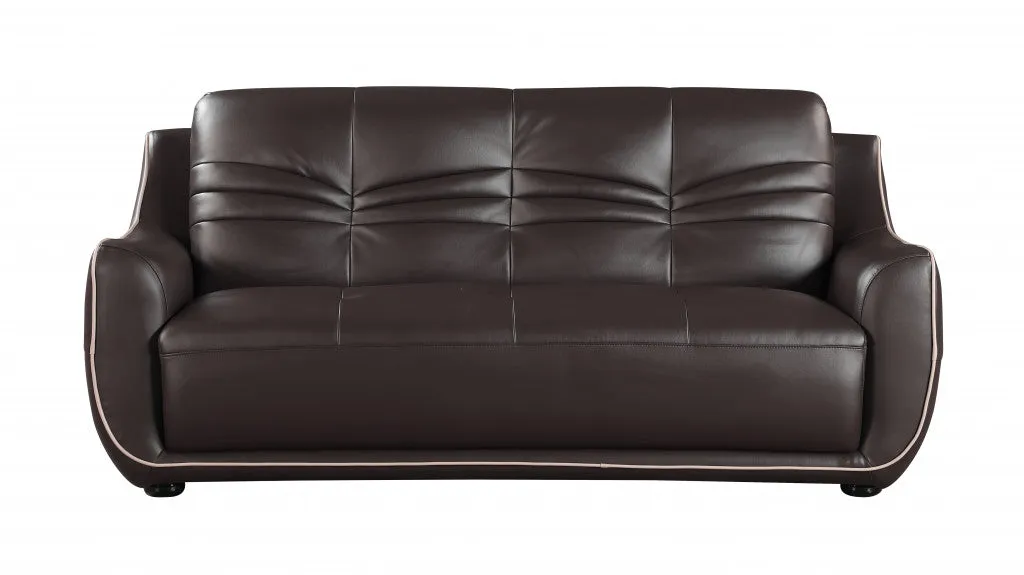 108" Elegant Brown Leather Sofa Set By Homeroots