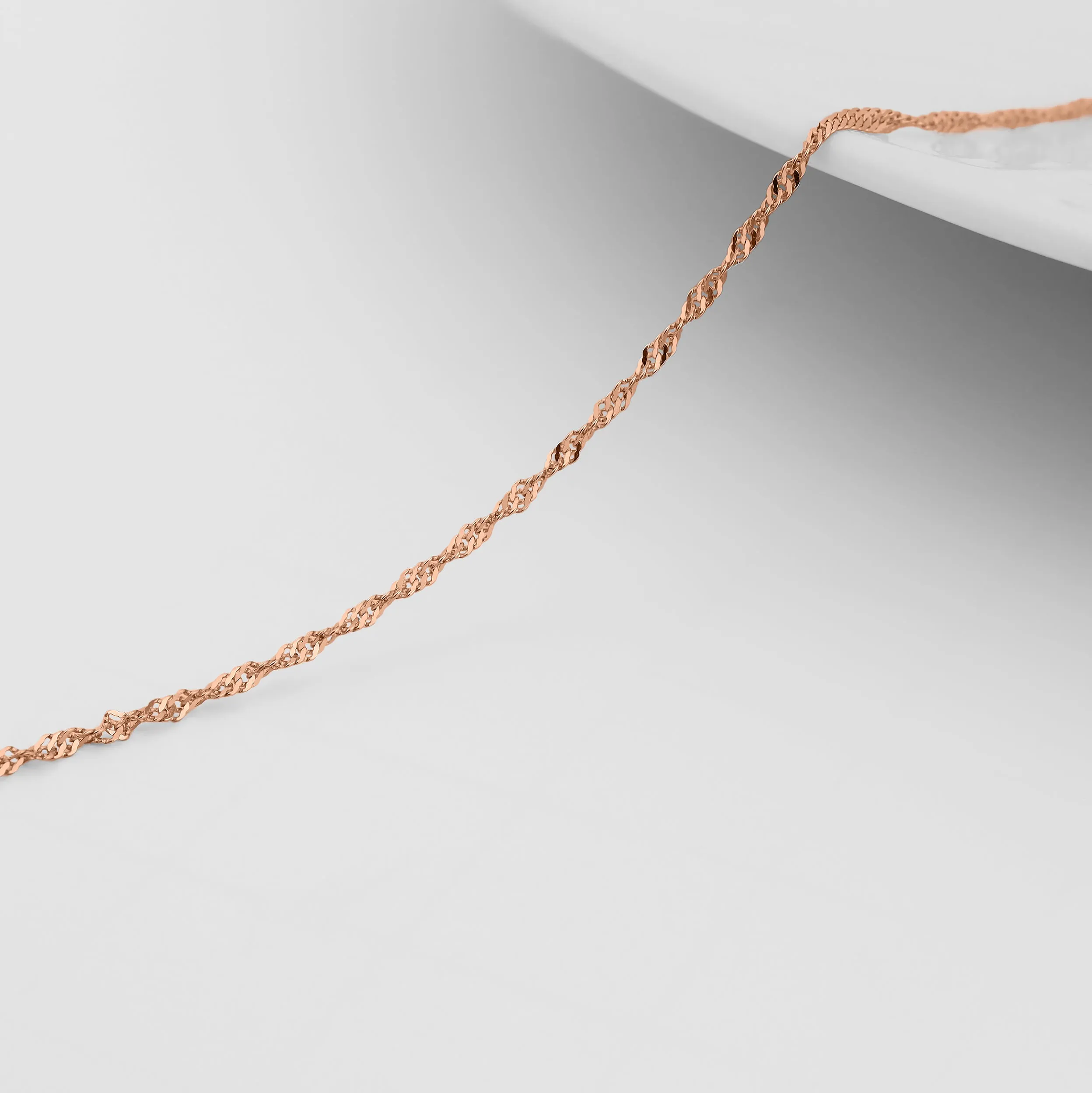 1.2 mm Singapore 14K Solid Rose Gold Permanent Jewelry Chain - By the Inch / PMJ0009