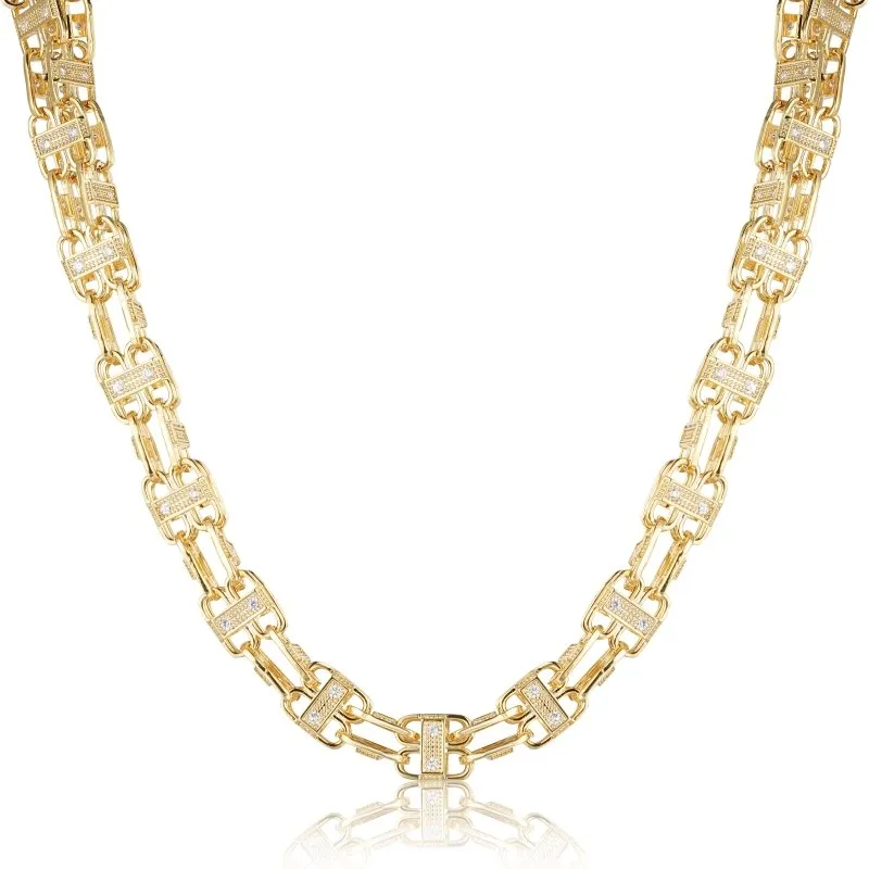 12mm Gold Filled Bonded Cage Chain with Stones 32 Inches