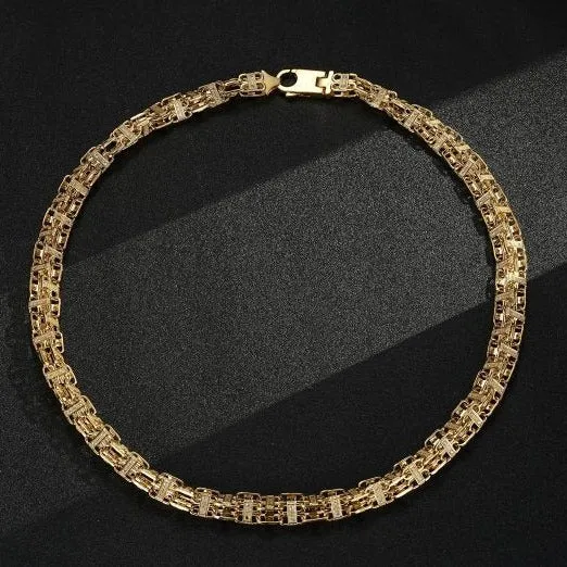 12mm Gold Filled Bonded Cage Chain with Stones 32 Inches