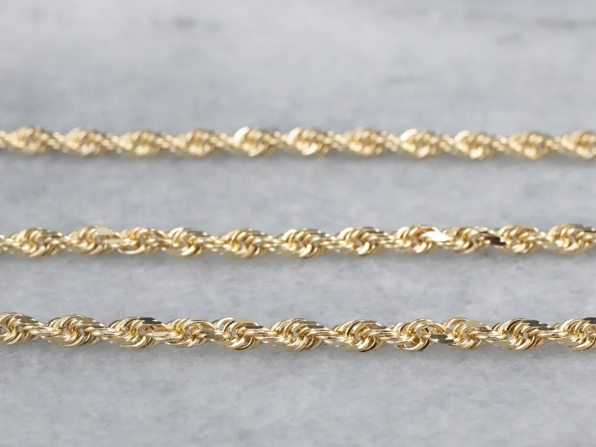 14K Gold Long Rope Chain Necklace