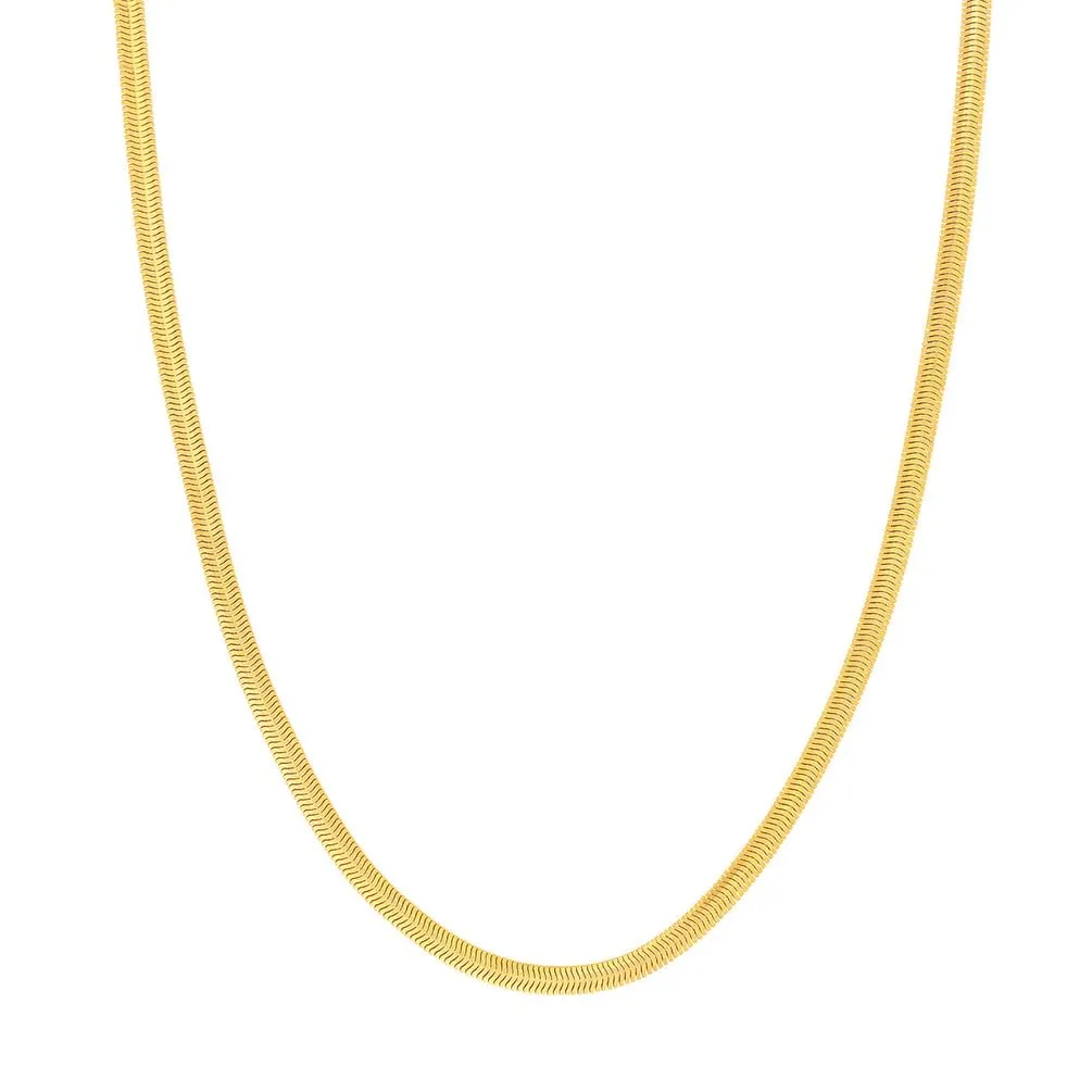 14k Solid Yellow Gold 2.5mm Herringbone Chain Necklace with Lobster Lock