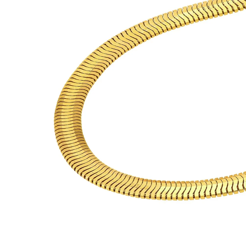 14k Solid Yellow Gold 2.5mm Herringbone Chain Necklace with Lobster Lock