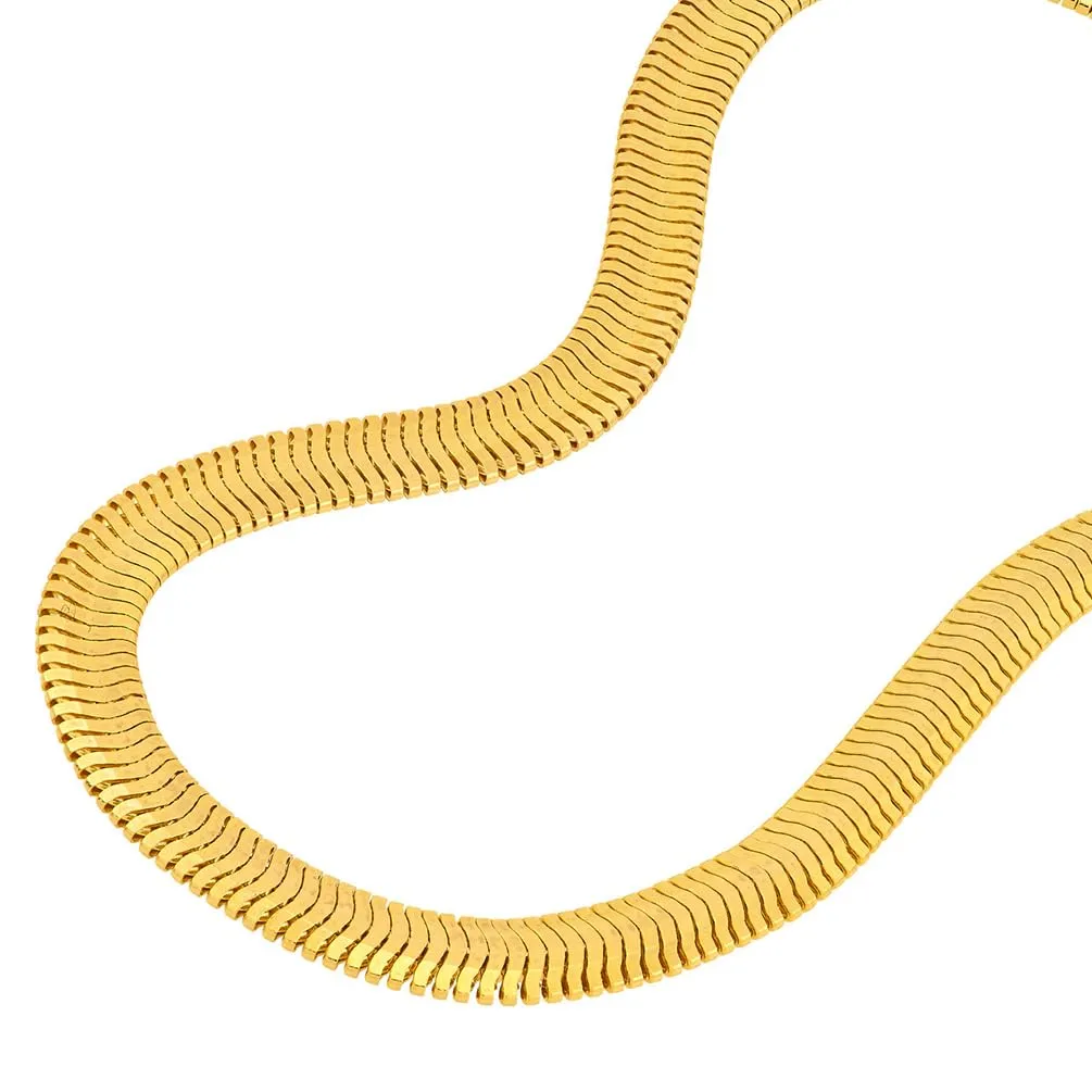 14k Solid Yellow Gold 2.5mm Herringbone Chain Necklace with Lobster Lock