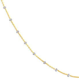 14k Two-Tone Gold 1.80mm Two-Tone Saturn Bead Chain Necklace with Spring Ring