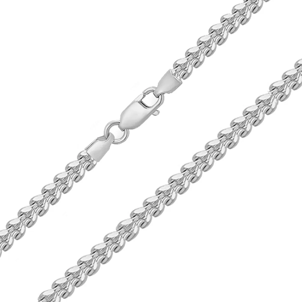 14k White Gold 4.8mm Hollow Square D/C Franco Chain Necklace with Lobster Claw Clasp