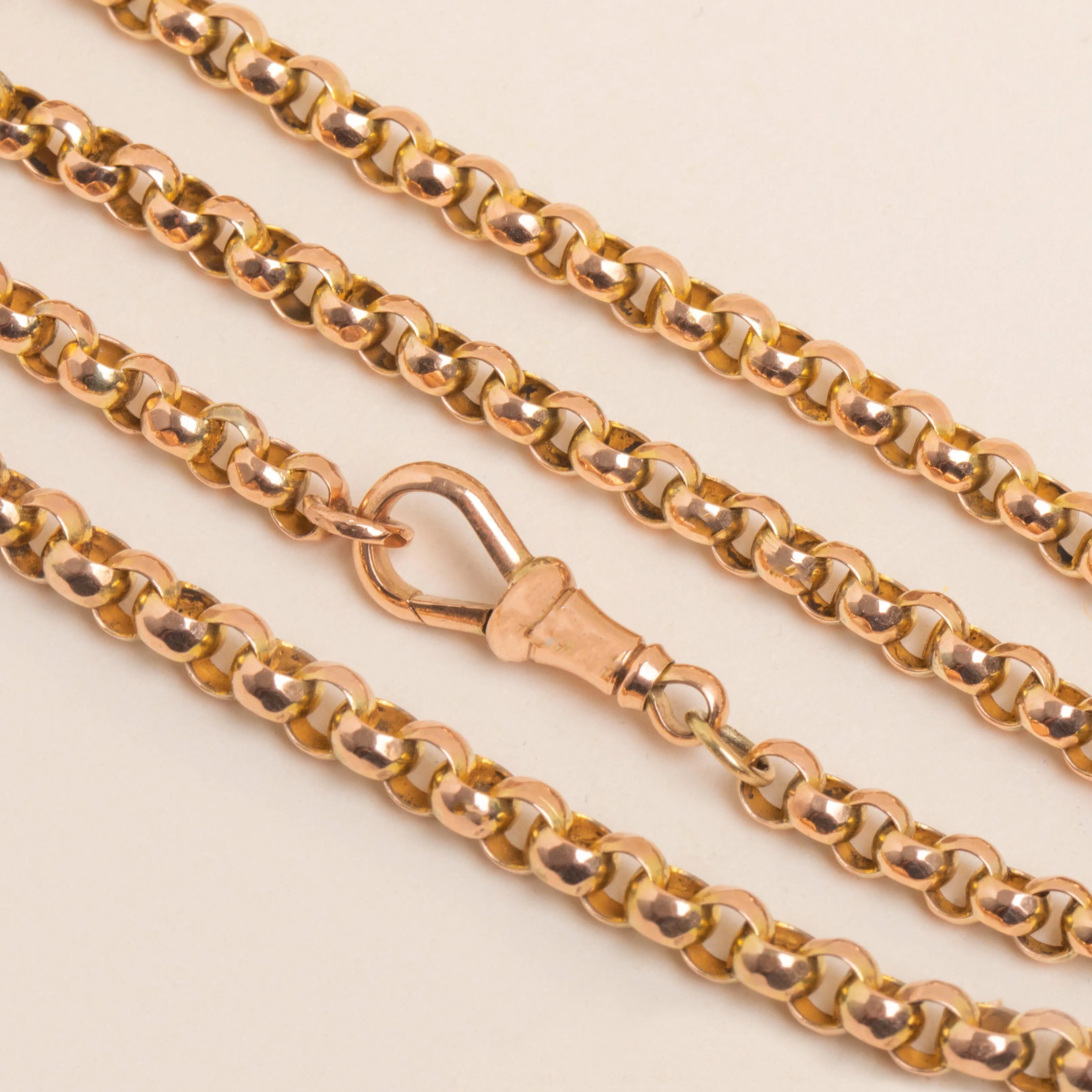 16" Chunky Antique 9ct Gold Belcher Chain, Dog-Clip Clasp (13.7g)