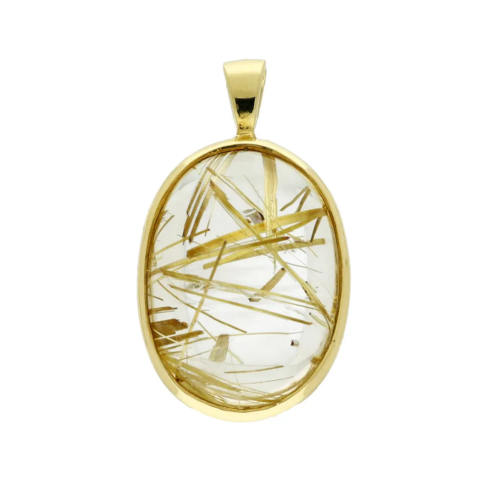 18ct Yellow Gold Rutilated Quartz Pendant