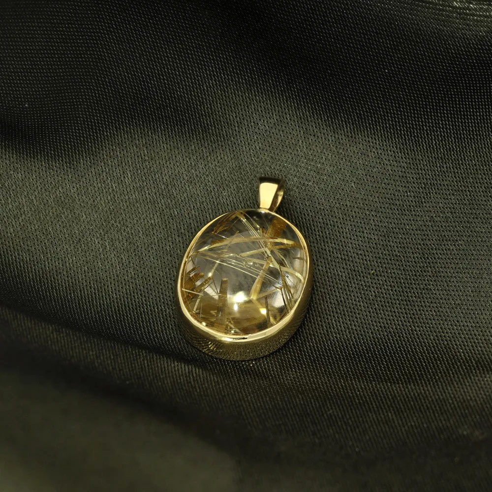 18ct Yellow Gold Rutilated Quartz Pendant