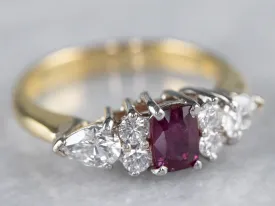 18K Gold Ruby and Diamond Engagement Ring