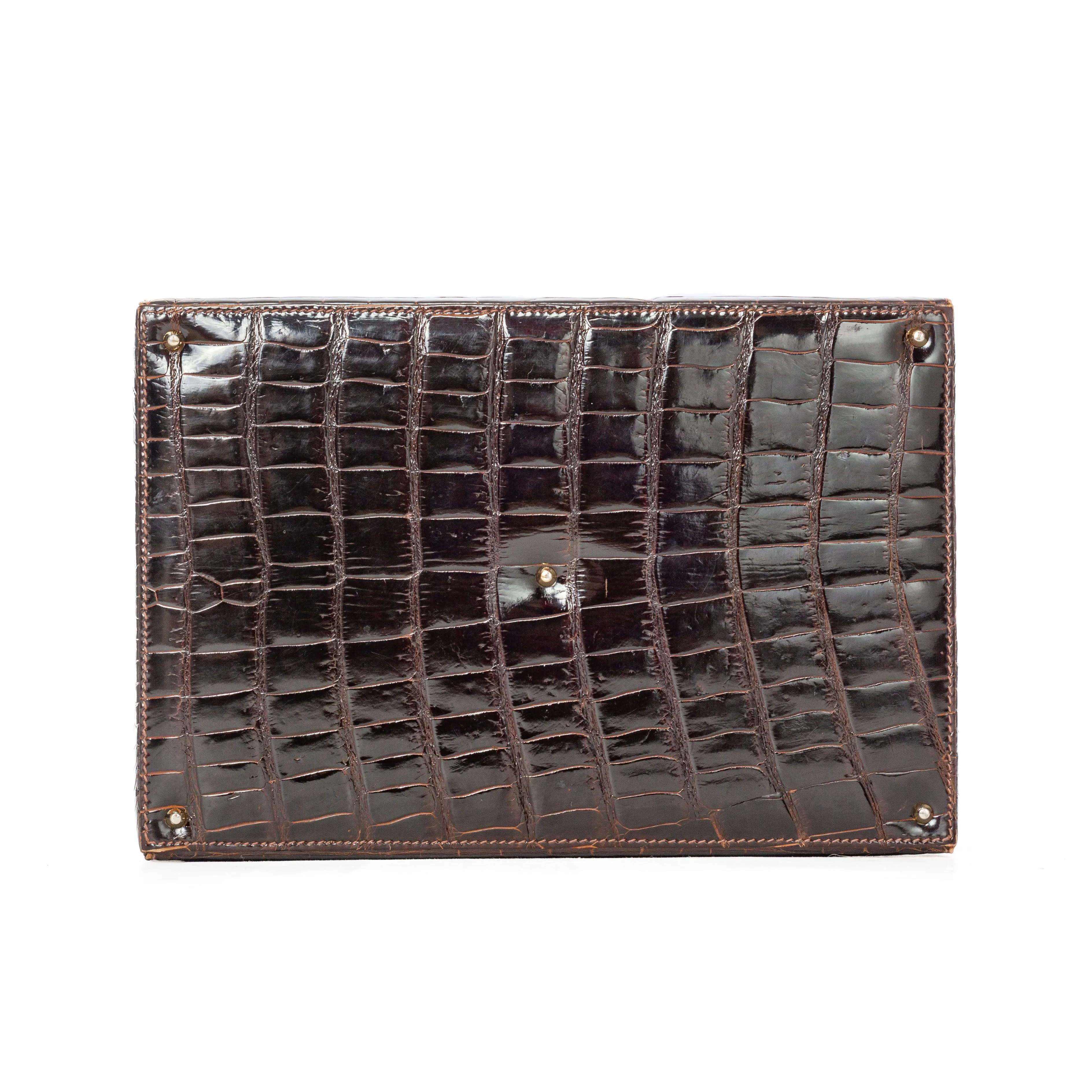 1970s Brown Crocodile Leather Travel Case