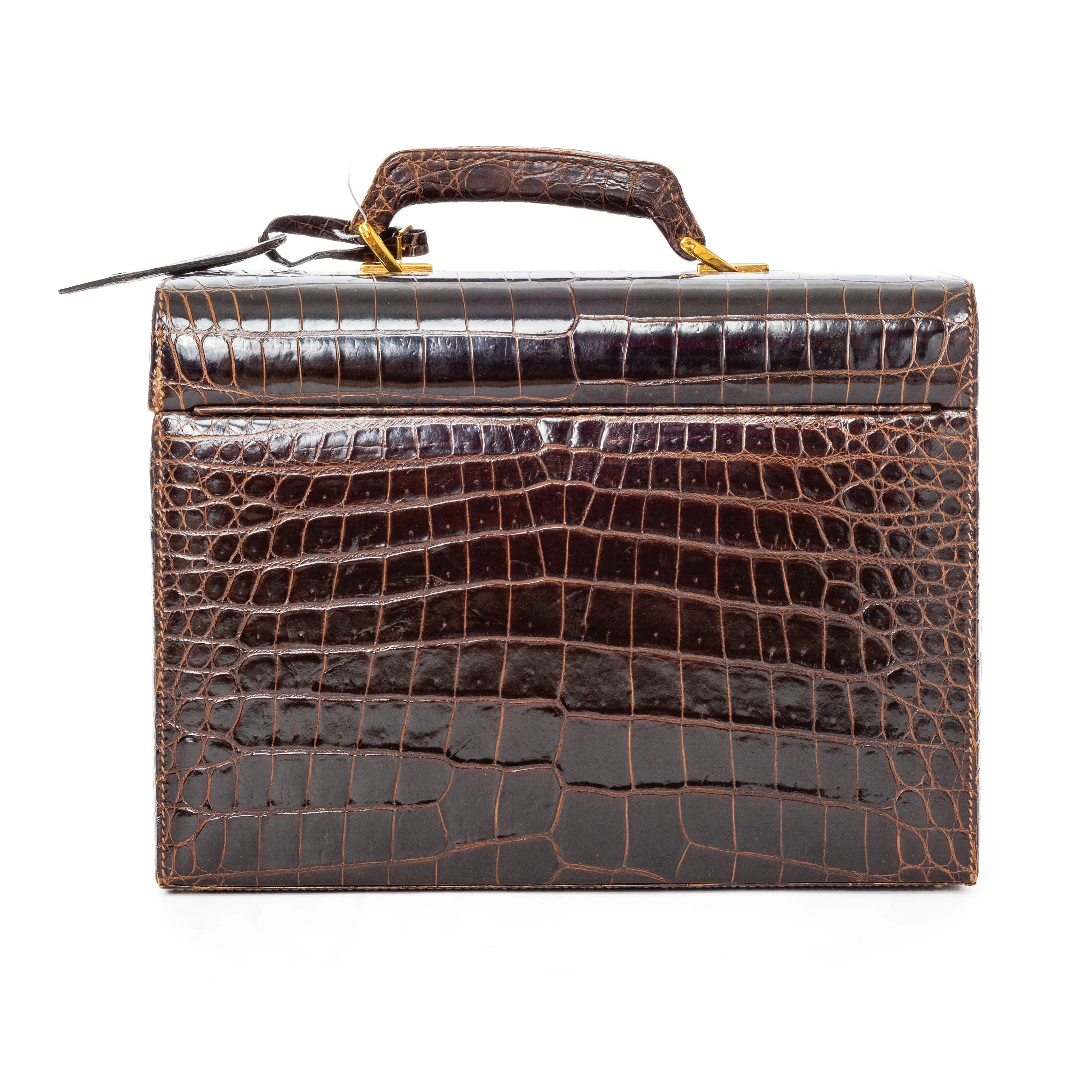 1970s Brown Crocodile Leather Travel Case