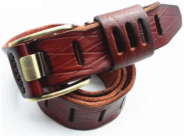 2018 new stylish Mens Belts luxury for women 100% real genuine Leather high quality jeans cowboy hot designer cowgirl camel red