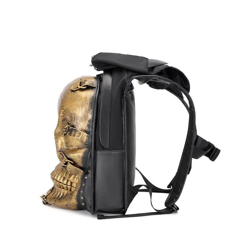 3D Skull Backpack Rivets Skull Backpack With Hoodie Cap