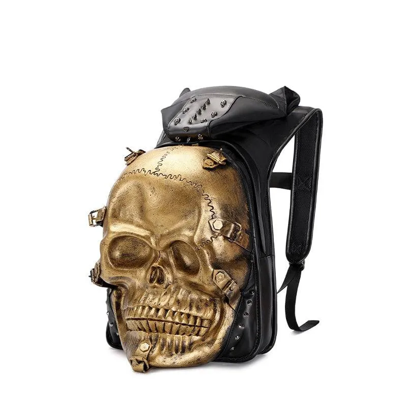 3D Skull Backpack Rivets Skull Backpack With Hoodie Cap