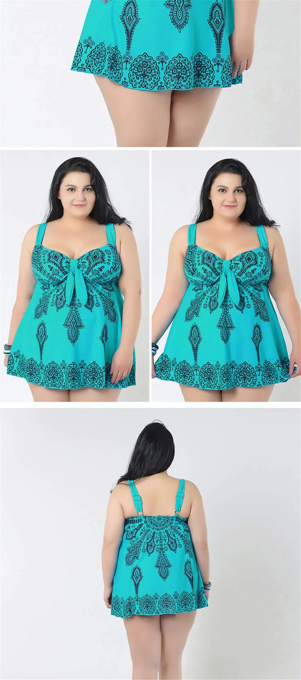 4XL-10XL Plus Size Bathing Suit One Piece Push Up Swimsuit Skirt