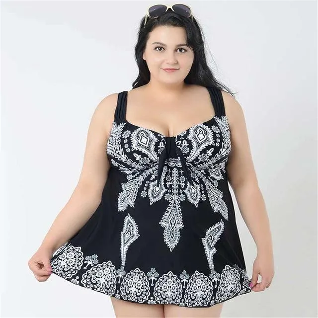 4XL-10XL Plus Size Bathing Suit One Piece Push Up Swimsuit Skirt