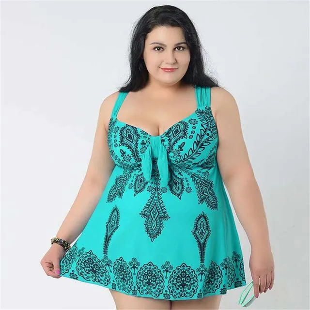 4XL-10XL Plus Size Bathing Suit One Piece Push Up Swimsuit Skirt