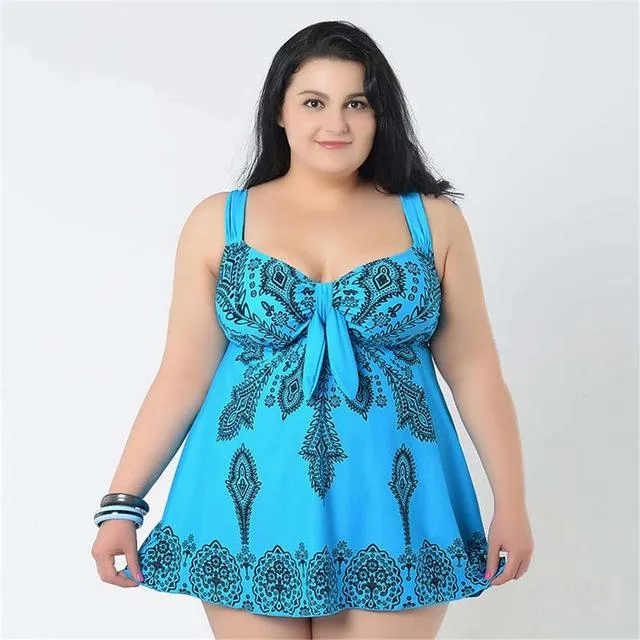 4XL-10XL Plus Size Bathing Suit One Piece Push Up Swimsuit Skirt