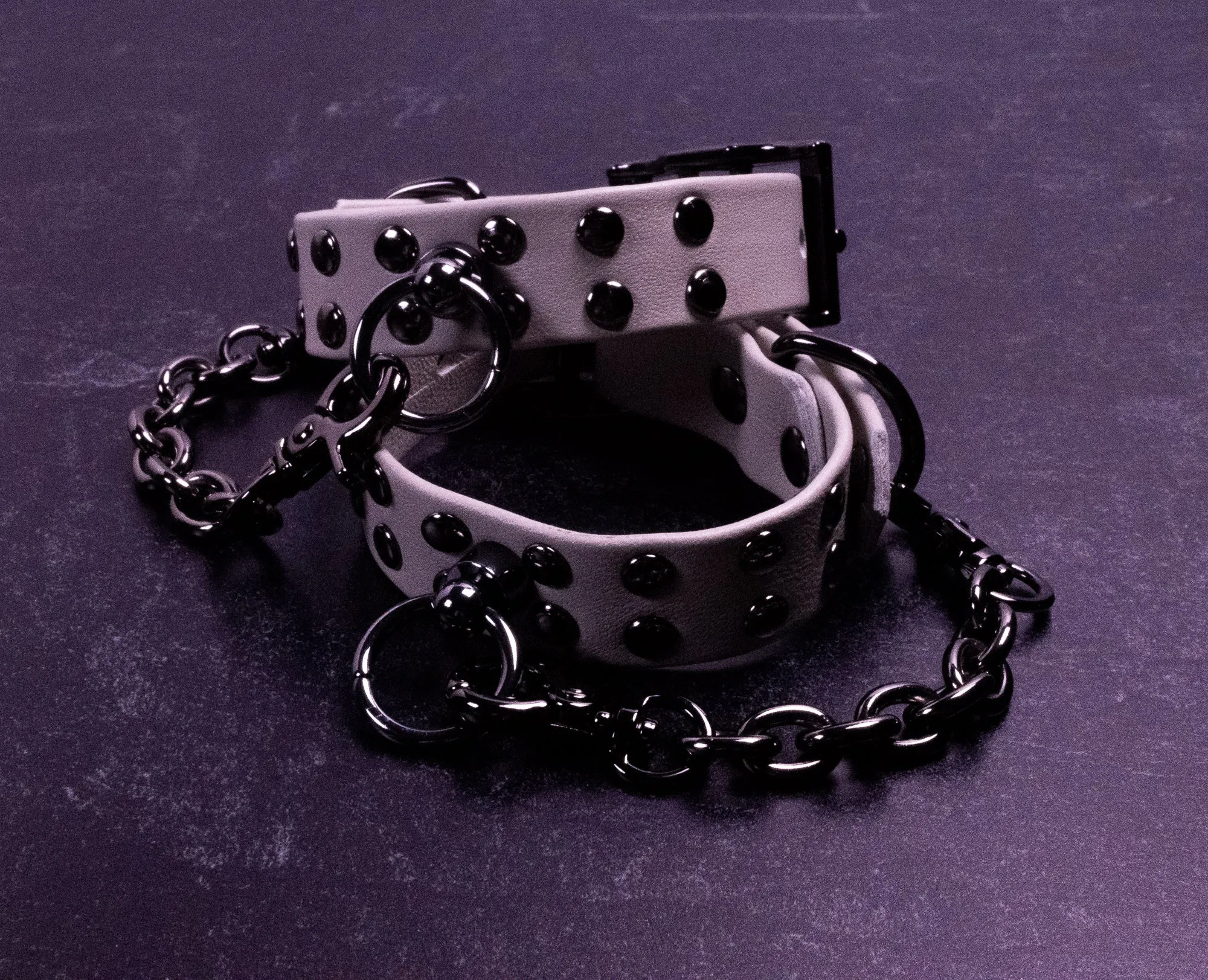 6" - 8" Gunmetal & Mushroom Leather Cuffs _ LIMITED _