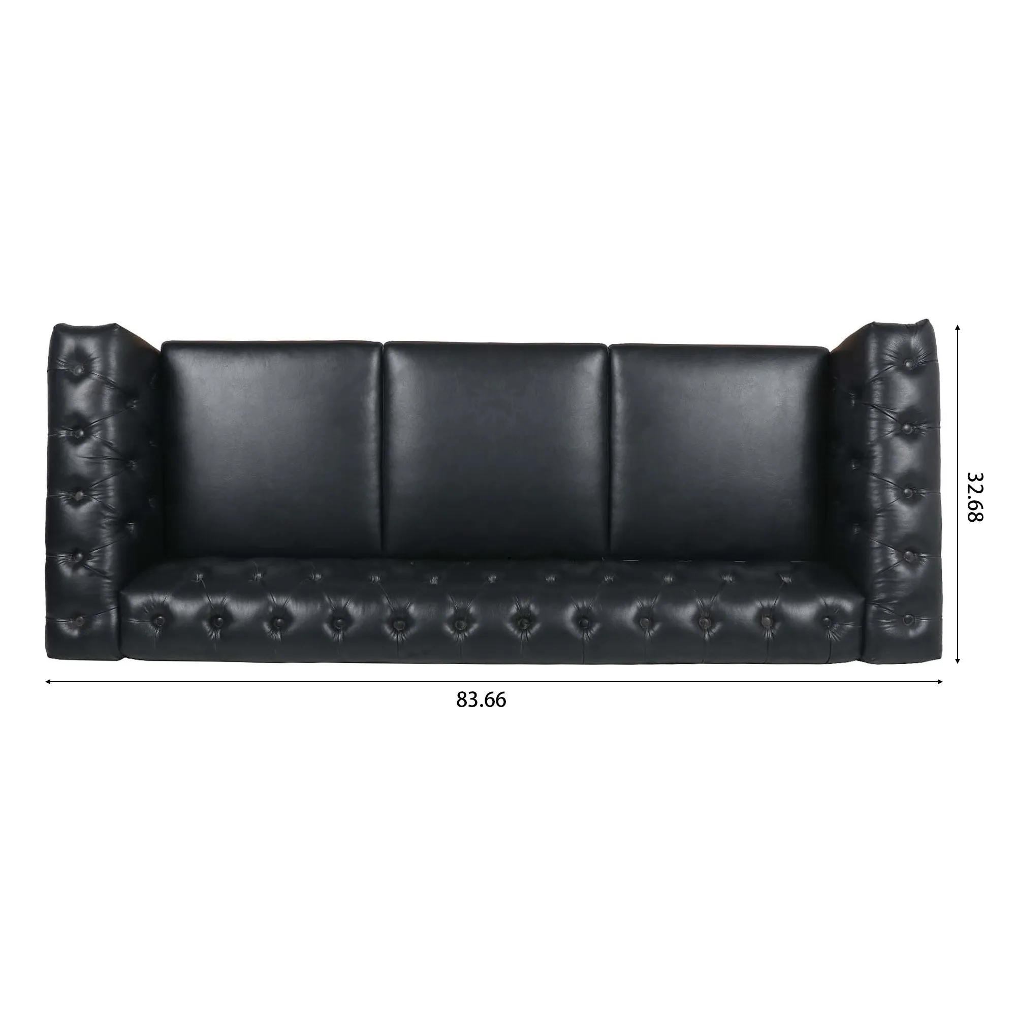 83.66 Inch Width Traditional  Square Arm removable cushion 3 seater Sofa