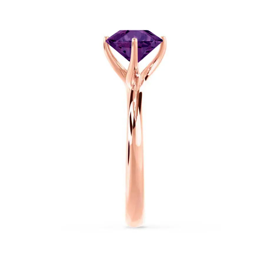 ANNORA - Chatham® Alexandrite 18k Rose Gold Twist Solitaire Ring