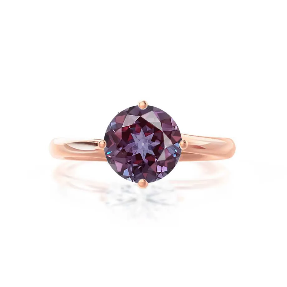 ANNORA - Chatham® Alexandrite 18k Rose Gold Twist Solitaire Ring