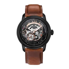 Aries Gold El Toro Black Skeleton Dial Brown Leather Strap Men Watch G 9005 BK-BK