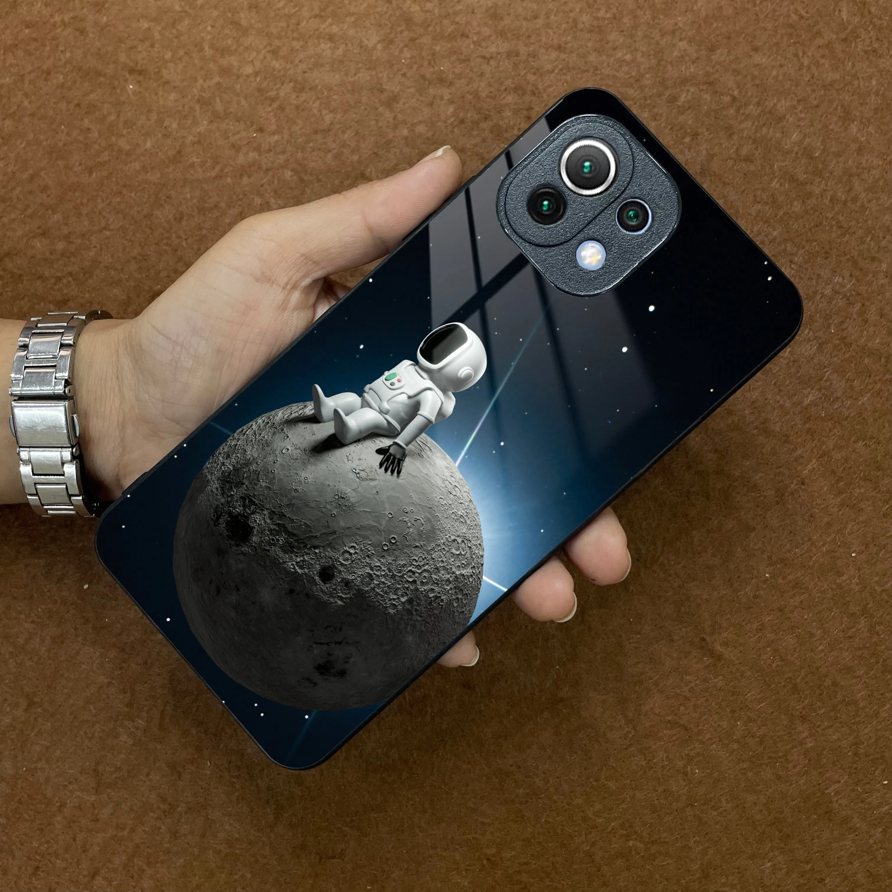 Astronod Moon Glass Case Cover For Redmi/Xiaomi