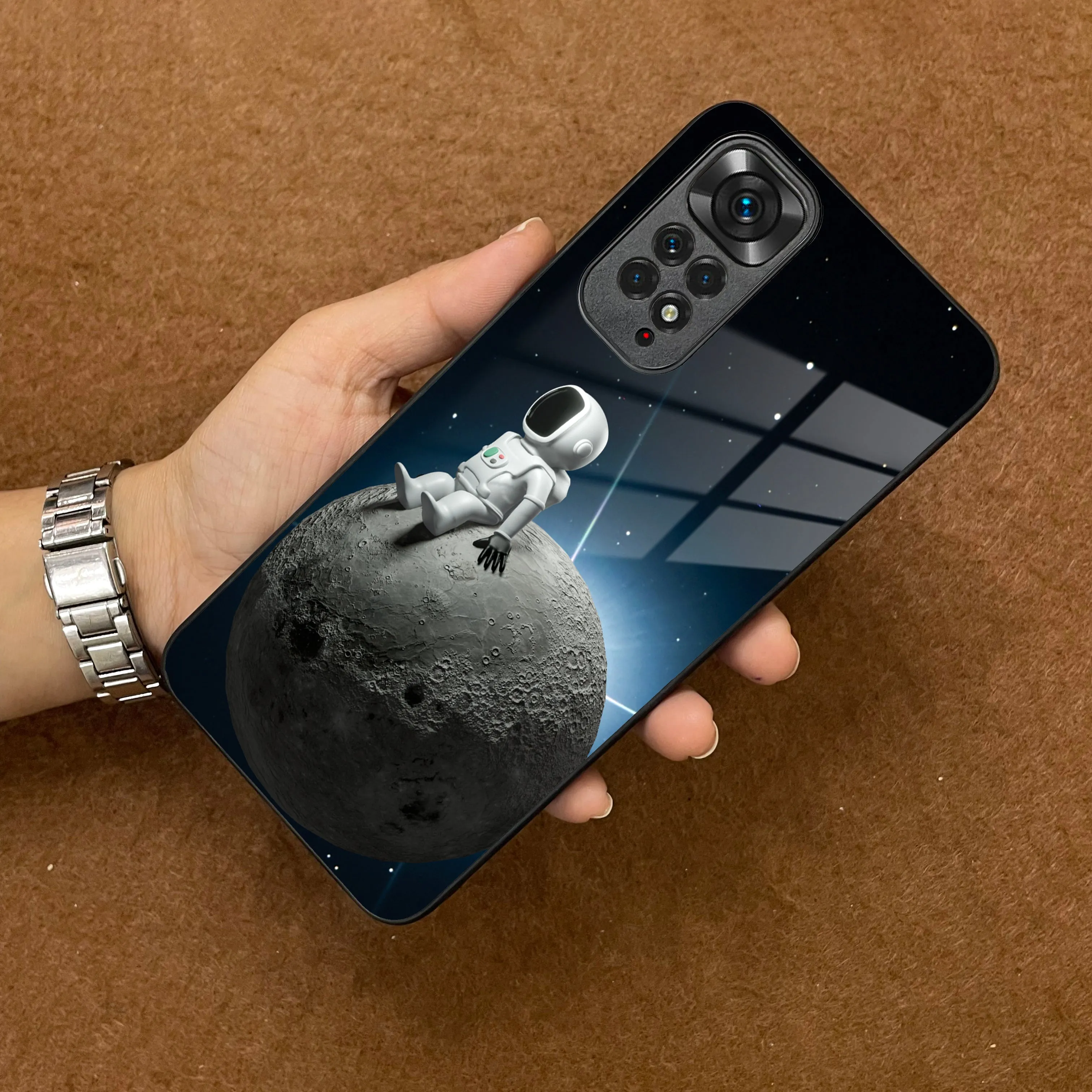 Astronod Moon Glass Case Cover For Redmi/Xiaomi