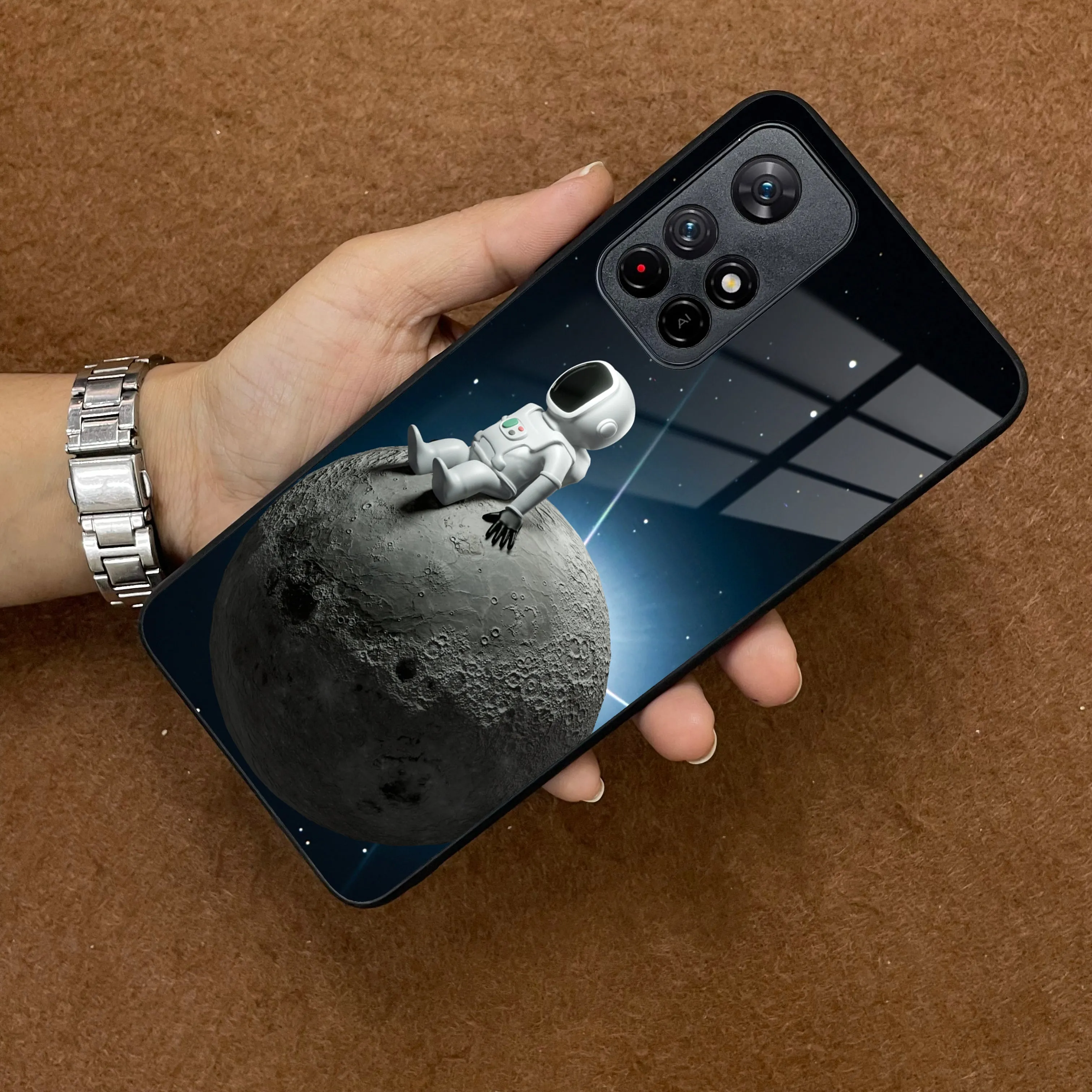 Astronod Moon Glass Case Cover For Redmi/Xiaomi