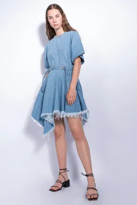 ASYMMETRIC DENIM DRESS IN BLUE