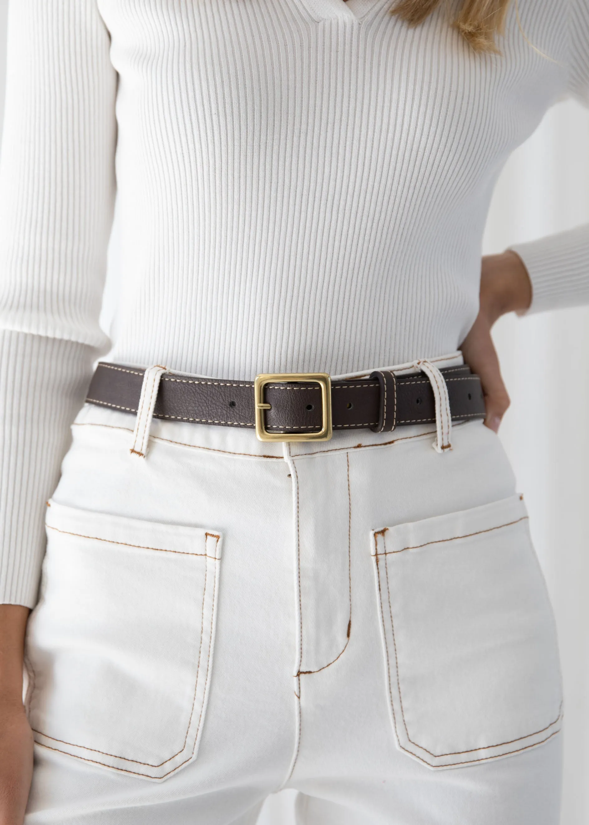 Aviana Leather Belt - Chocolate