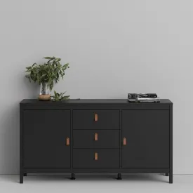 Barcelona Black 3 Drawers Wooden Sideboard