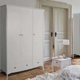 Baroque 3 Door & 2 Drawer White Wardrobe