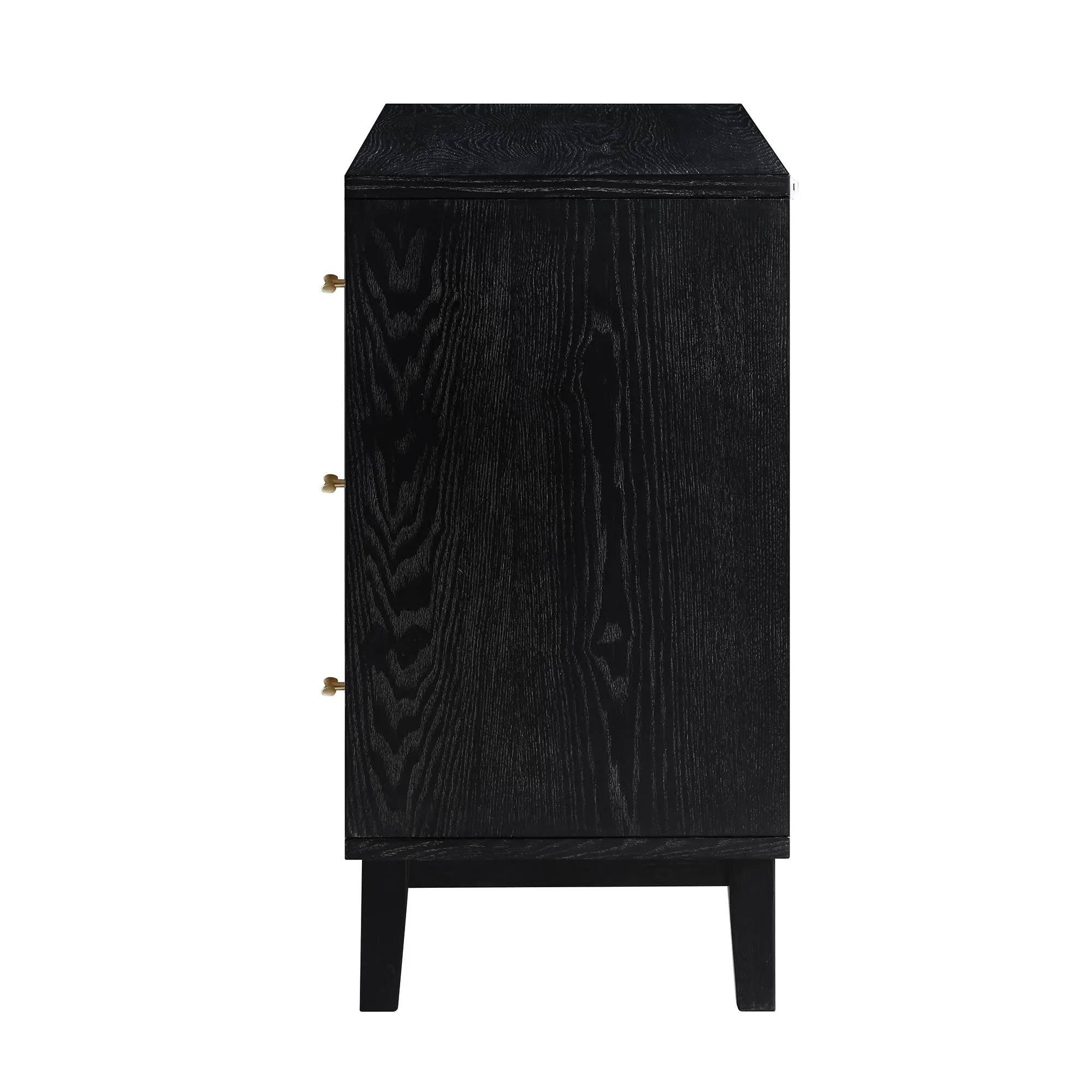 Bianca Chip Carved 3 Drawer Chest, Antique Bronze & Black