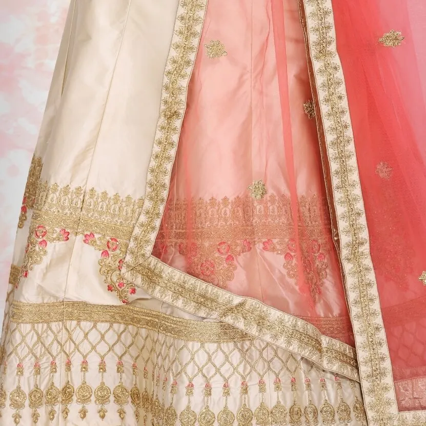 Biege Lehenga Choli in Silk