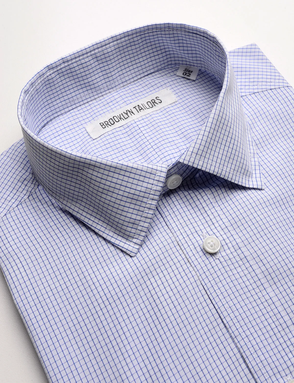 BKT20 Slim Dress Shirt in Graph Check - White & Blue