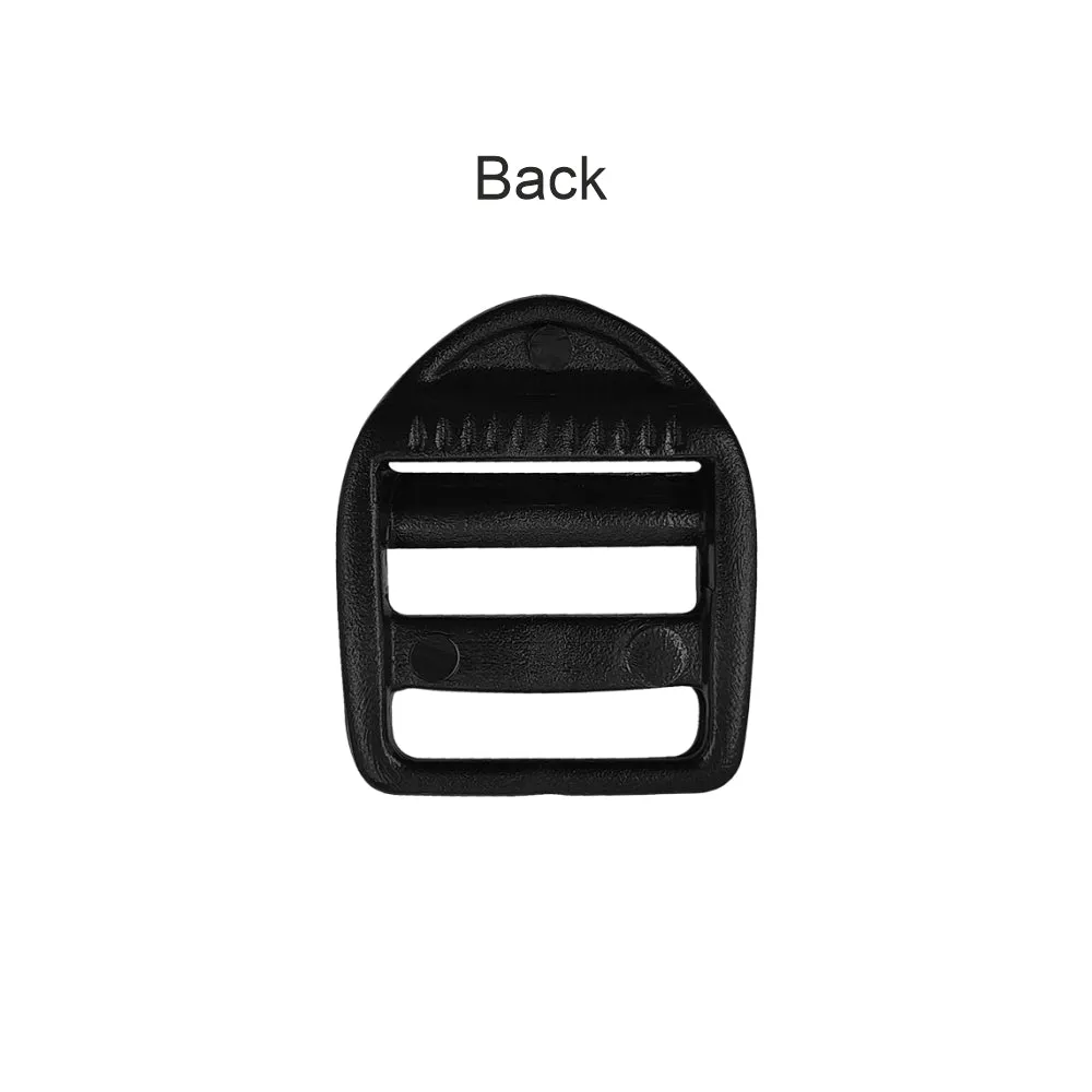 Black 25mm Ladder Lock Slider Strap Webbing Adjustable Plastic Buckle