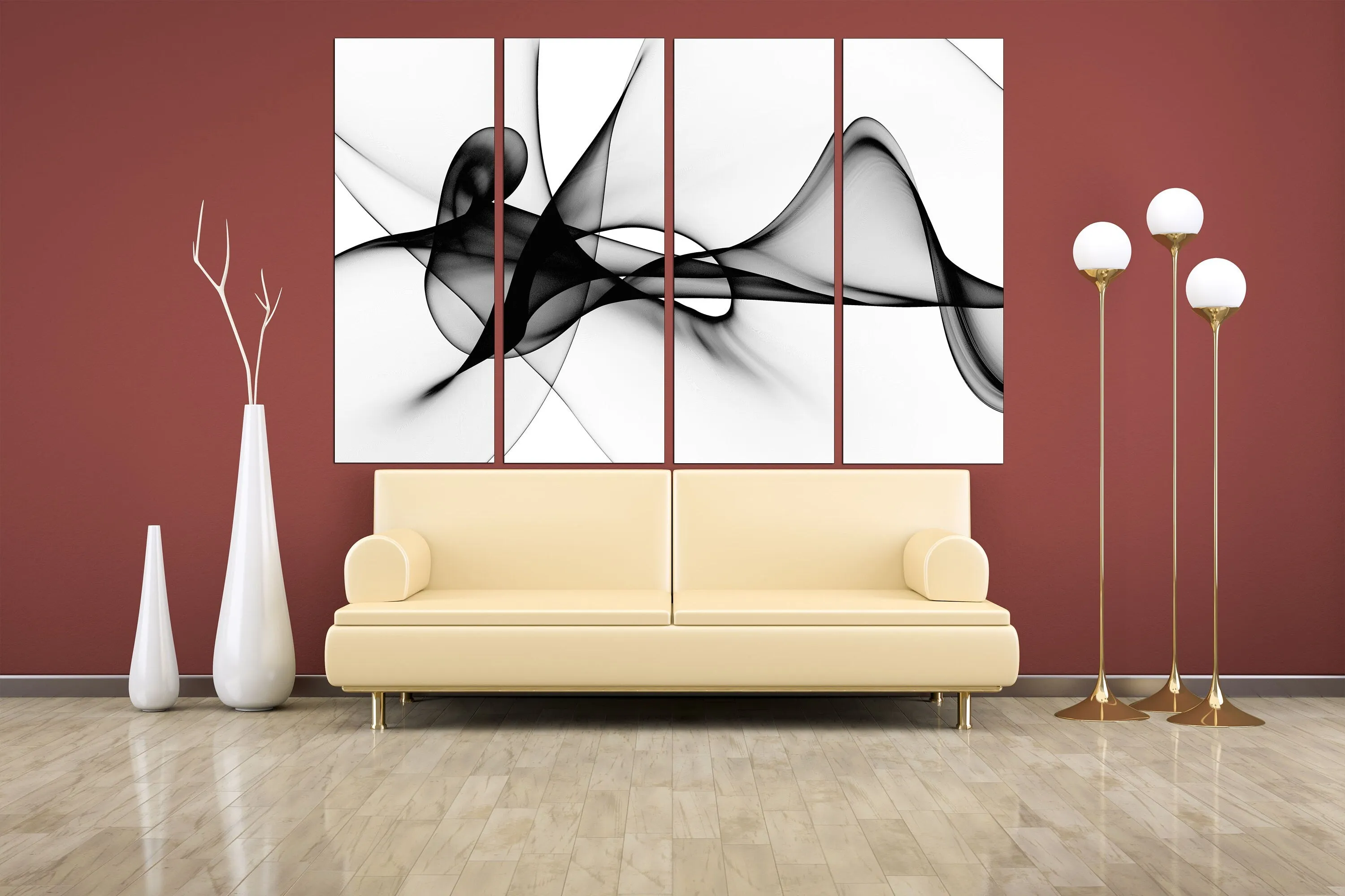 Black and white art Multi panel canvas Multi panel wall art dining room wall decor Abstract wall art Abstract painting Extra large wall art