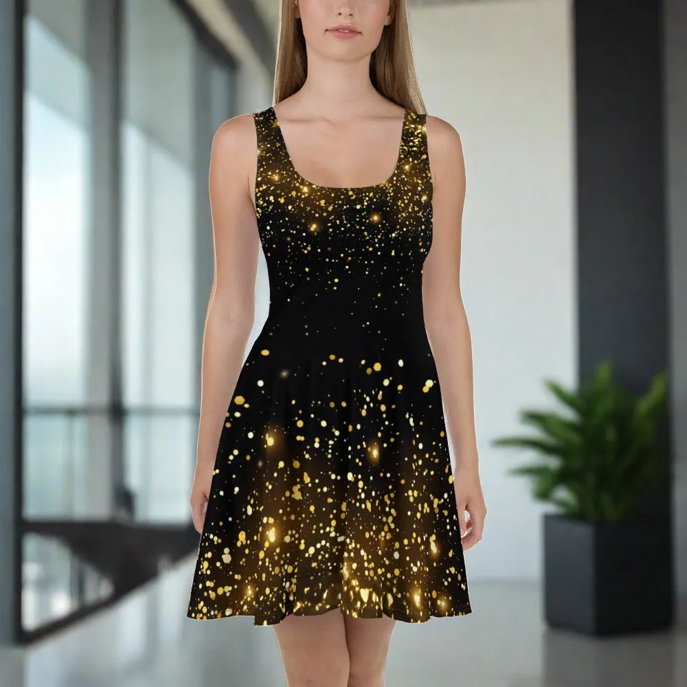 Black Gold Skater Dress: Timeless Elegance