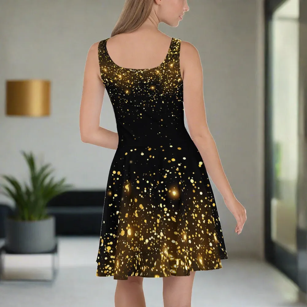 Black Gold Skater Dress: Timeless Elegance