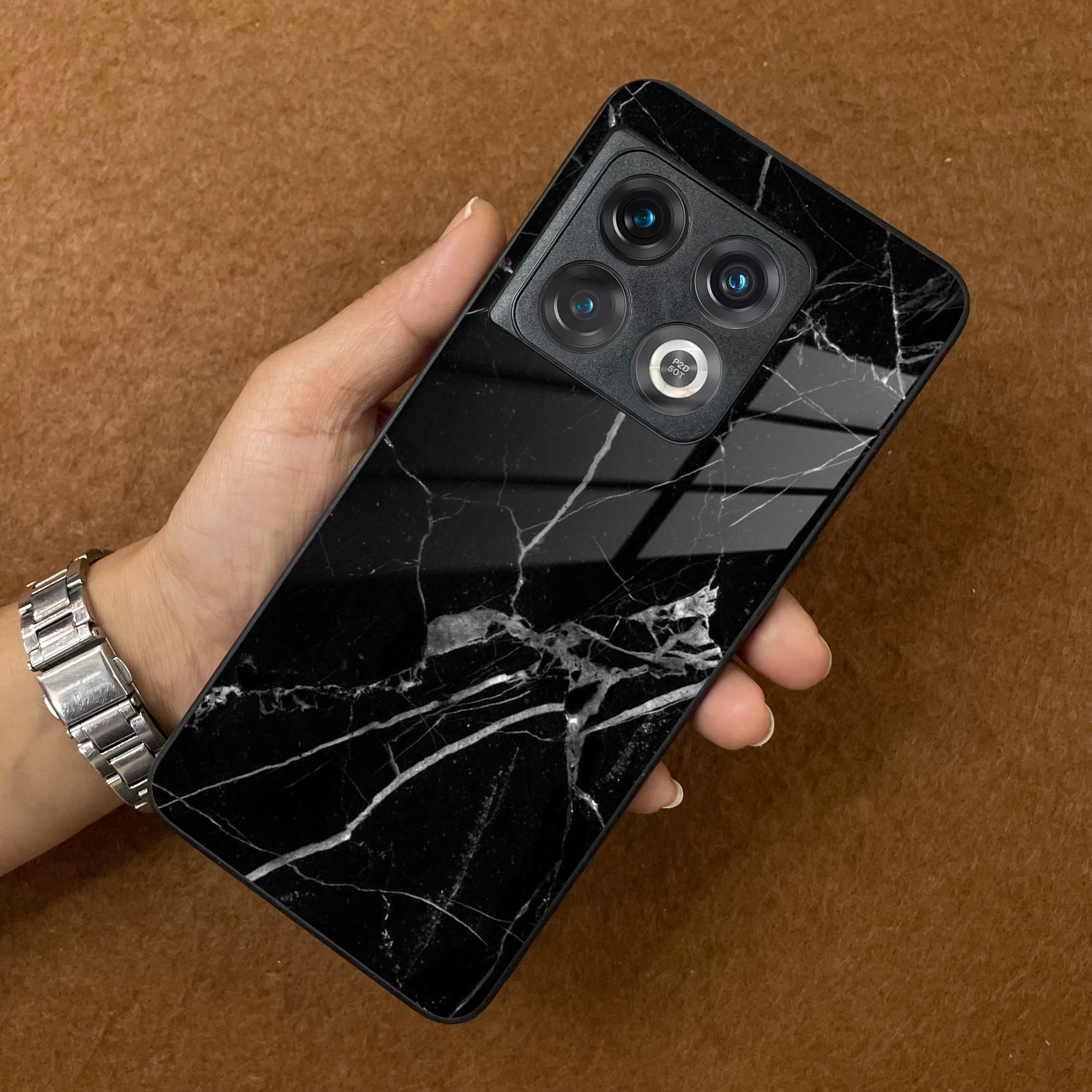 Black Marble Patter Glass Case Cover For OnePlus