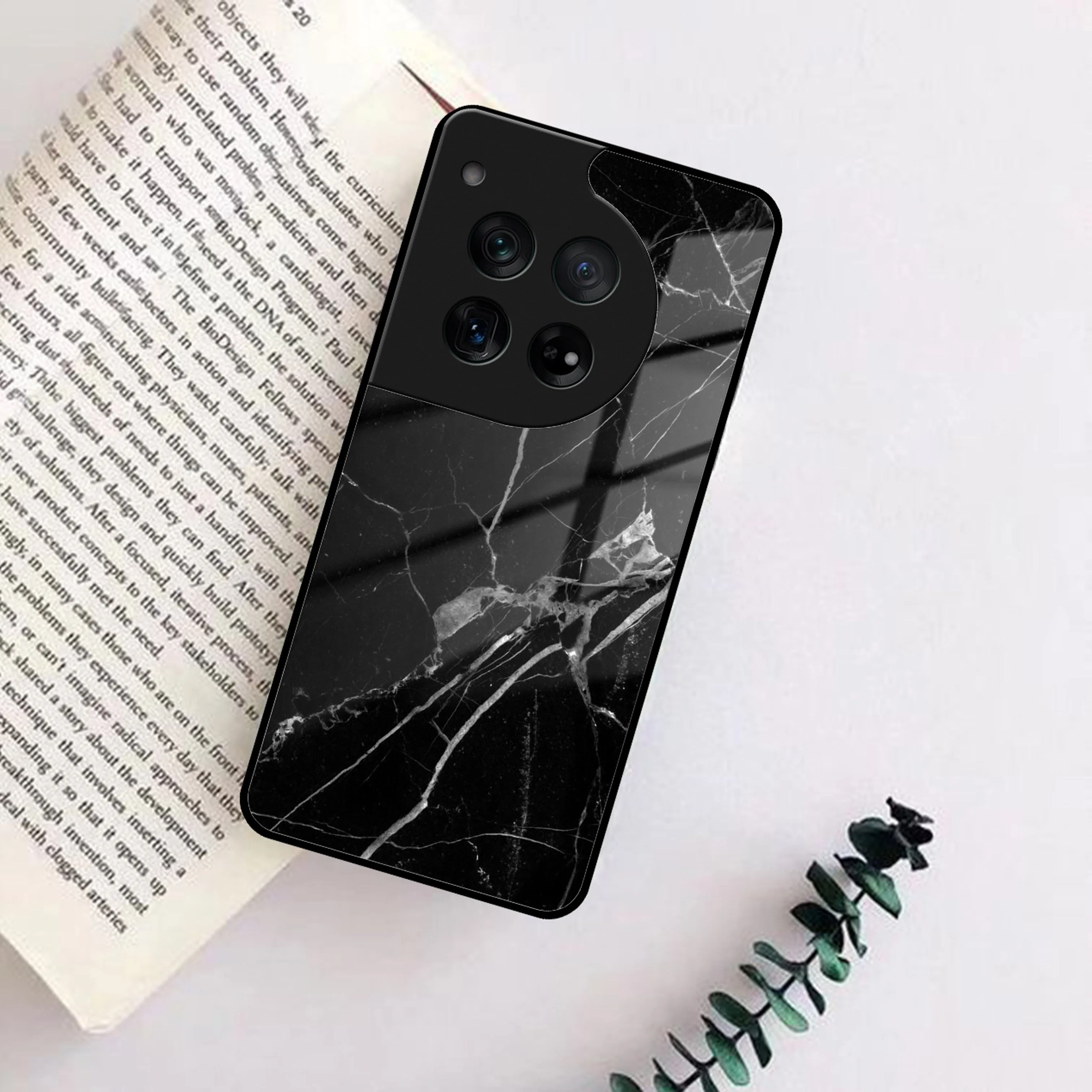 Black Marble Patter Glass Case Cover For OnePlus