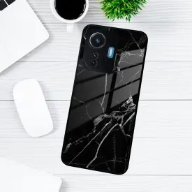 Black Marble Patter Glass Case Cover  For Vivo