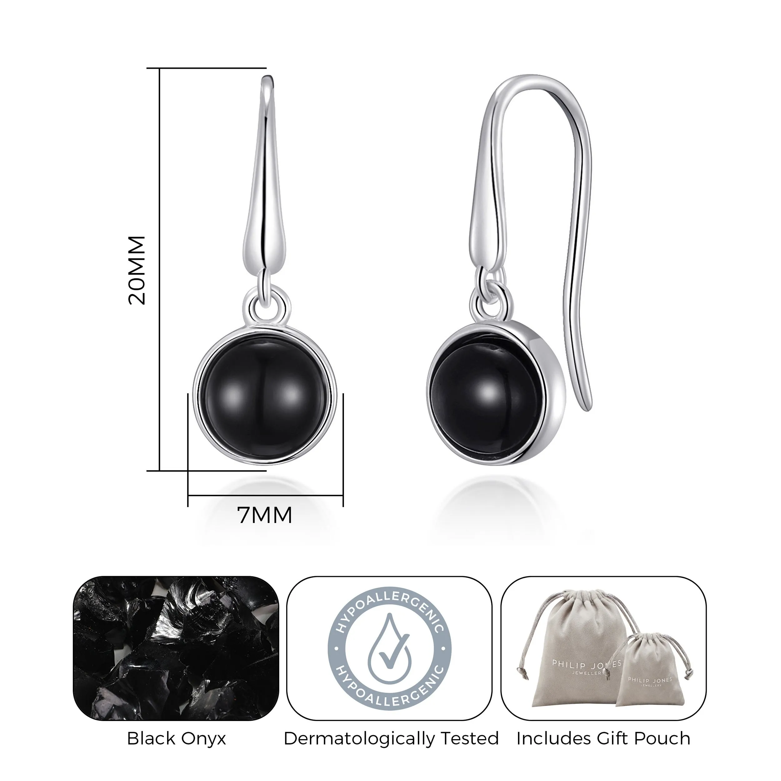 Black Onyx Drop Earrings